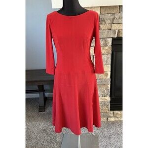 Anne Klein Red 3/4 Sleeve Dress Women's Size 2